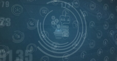 Image of social media icons over blue background