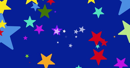 Image of colourful stars on blue background