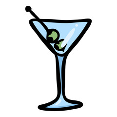 Cocktail Glass Hand Drawn Doodle Icon