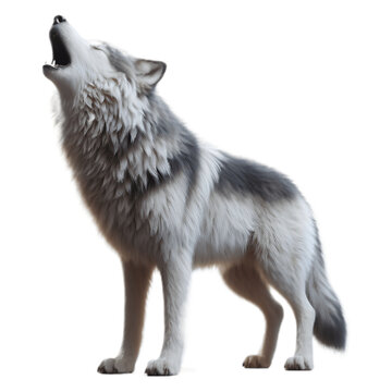 Howling Wolf PNG Illustration: Intricate Artwork of Majestic Canine's Cry - Wolf Howling Transparent Background, Wolf Howling PNG Image
