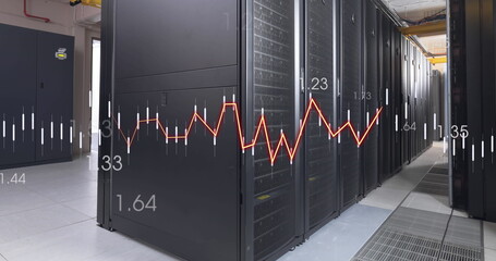 Image of financial data processing over computer servers