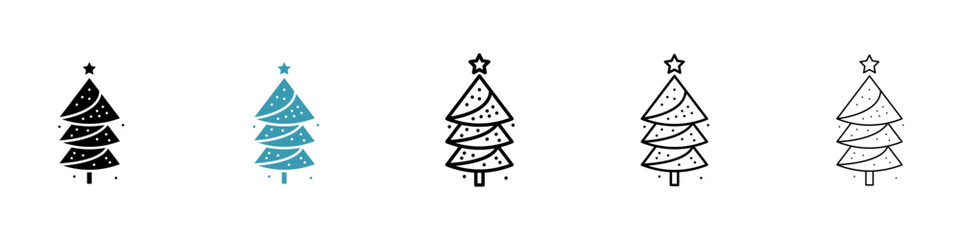 Assorted Christmas Tree Vector Icons. Collection of Festive Tree Graphics.