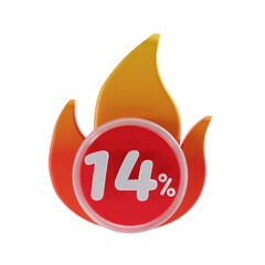 14 Percent Off 3D Icon Illustratrion