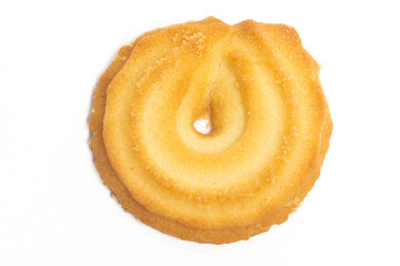 Danish butter cookies the vanilla ring cookie top view isolated on white background clipping path - Powered by Adobe