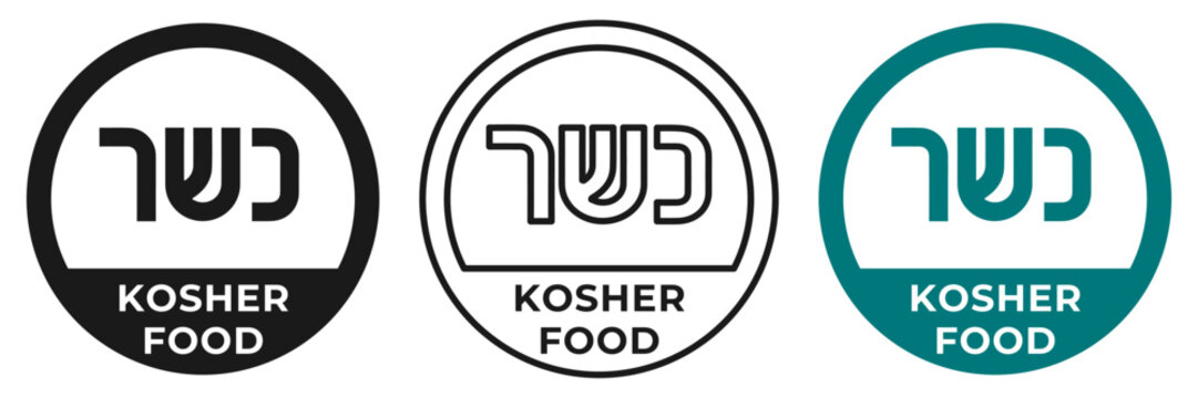 Kosher certified label. Kosher food icon. Vector illustration for product packaging or cafe banner isolated.