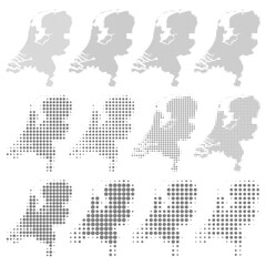 Fototapeta premium Netherlands, Dotted map in different dot sizes