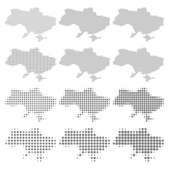 Fototapeta na wymiar Ukraine, Dotted map in different dot sizes