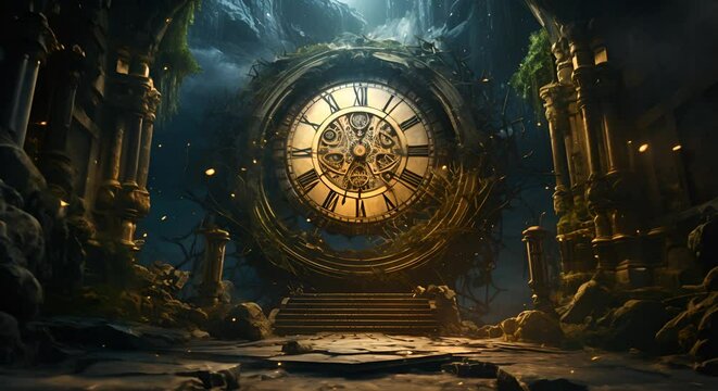 Time travel portal in a vintage setting, blending past and future