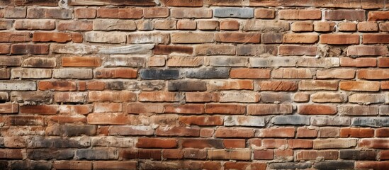 Obraz premium Textured Brick Wall with a Mix of Red and Gray Bricks for Architectural Background Design
