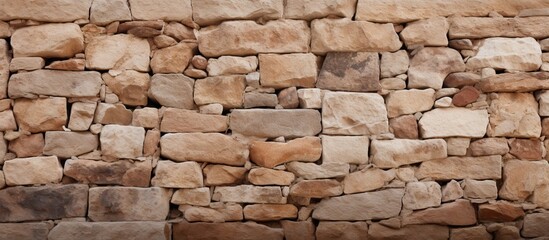 Rustic Stone Wall Showcasing Elegant Brown and White Stonework Texture
