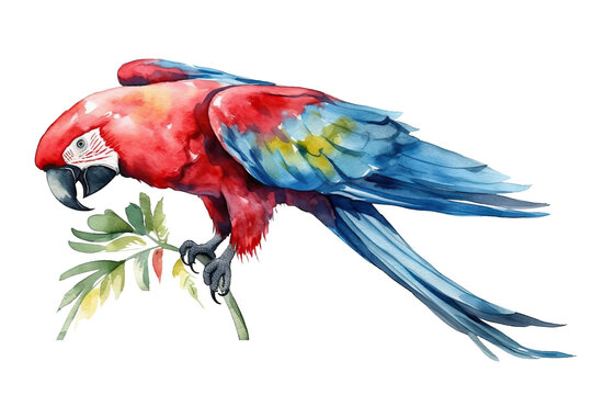 Isolated parrot clipart watercolor