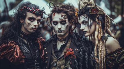 Cosplayers of vampires, event with creatures from mystical and fantasy worlds. - obrazy, fototapety, plakaty