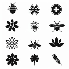 Collection of icons related to seasonal allergy.
