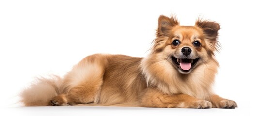 Adorable Canine Lying Restfully with Panting Mouth in a Relaxed Pet Pose