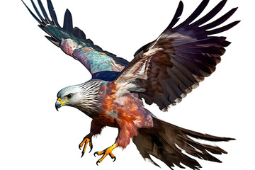 isolated hawk painted flying bird - obrazy, fototapety, plakaty
