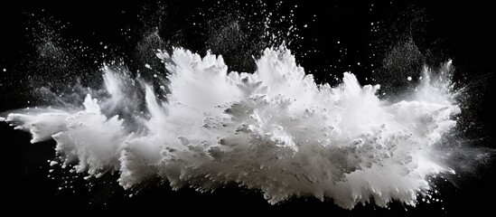 Dynamic Flow of White Powder Exploding Dramatically on a Dark Background - obrazy, fototapety, plakaty