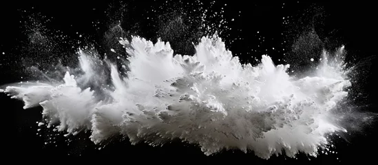 Fotobehang Dynamic Flow of White Powder Exploding Dramatically on a Dark Background © Ilgun