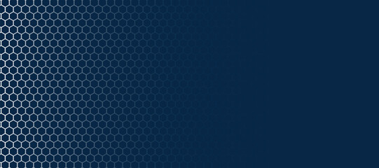 Abstract blue vector banner with hexagon grid. Seamless pattern background	