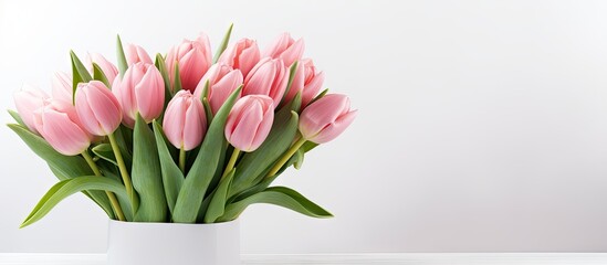 Elegant Vase Overflowing with Vibrant Pink Tulips on a Sunny Spring Day