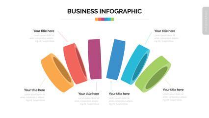 3D circle business infographic with six options. Suitable For Presentation Template With 16x9 Aspect Ratio