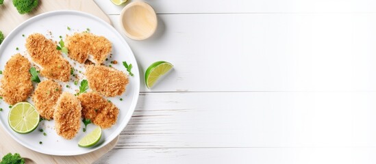 Succulent Fried Chicken Drizzled with Zesty Lime and Garnished with Fresh Parsley on Elegant White Plate