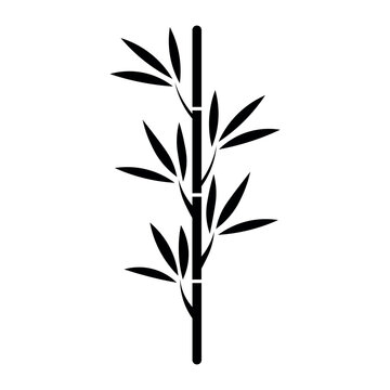black vector bamboo icon on white background