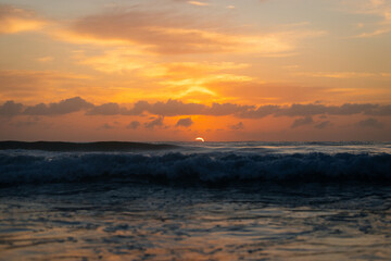 Beautiful sunrise view on the ocean horizon.