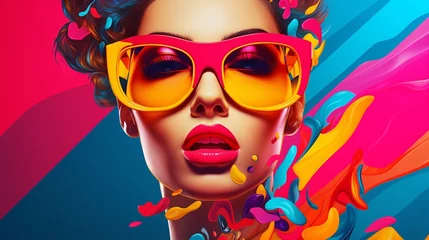 Fototapeten Enter the vibrant world of pop art NFT, where bold colors and dynamic shapes converge in electrifying compositions, captured with precision by an HD camera. © Naseem