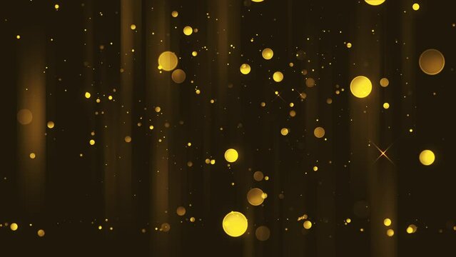 Beautiful luxury abstract golden particles bokeh and glowing glitter with depth of field. magical stardust sparkling and flowing slowly. blur aura light. for festive,celebration event,Loopable,LED,4K