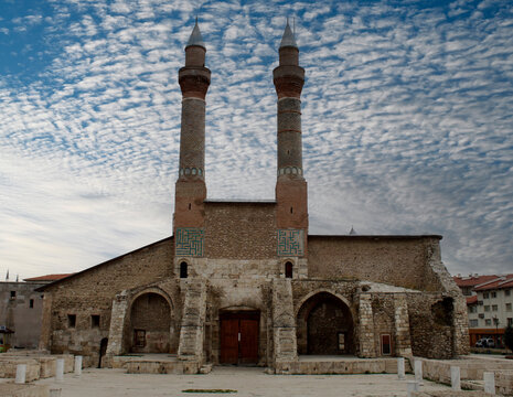historical sivas double minaret. Ottoman and Seljuk buildings. double minaret mosque.