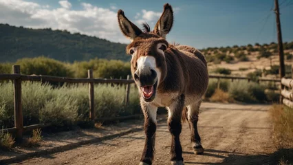 Foto auf Alu-Dibond Portrait of a donkey in a costume, Portrait of a donkey, Funny picture images, funny pictures, animal funny pictures, Dunkey funny picture,  © Tilak