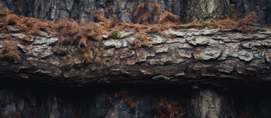 Obraz premium Lush Greenery Adorning Majestic Rock Formation in Harmony with Nature