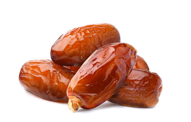 Dried date fruits isolated on white background.