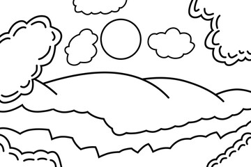 Sky drawing page in black and white