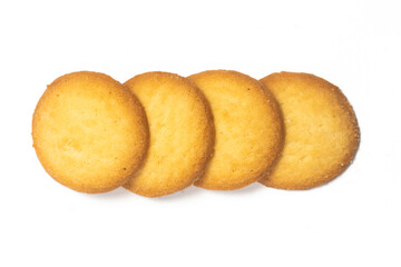 Group of danish butter cookies the country style cookie top view solated on white background clipping path