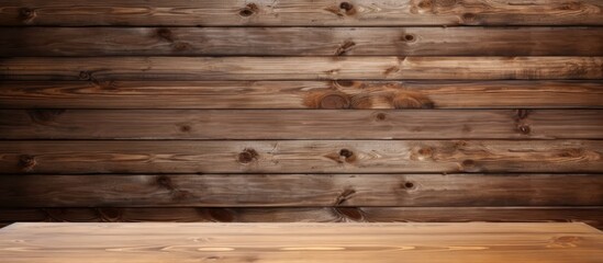 Obraz premium Rustic Wooden Table Set Against Warm Brown Background for Cozy Home Interiors