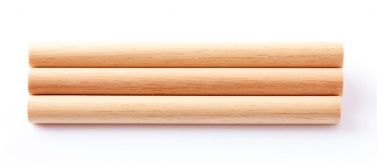 Pair of Distressed Wooden Rolling Pins on Clean White Surface, Baking Utensils for Kitchen Preparations