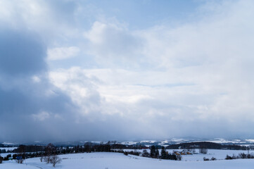 冬の北海道美瑛町の風景