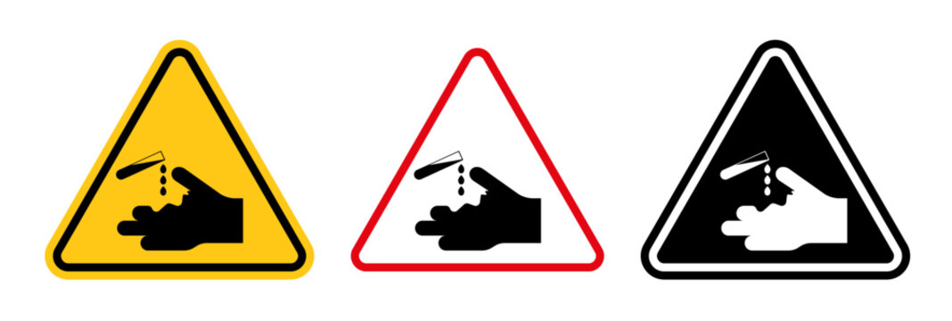 Acid and Corrosive Substance Warning. Danger Sign for Chemical Exposure. Hazard Alert for Corrosive Materials.