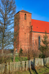 14th century parish church in Mingaje, Warmia region. Poland - 757983133