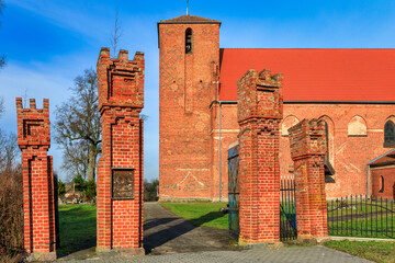 14th century parish church in Mingaje, Warmia region. Poland - 757983182