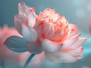 Close up light pink and blue single flower background High-resolution