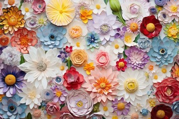 A vibrant array of flowers meticulously arranged, showcasing a vast assortment of colors and species. The rich diversity of isolated, colorful flowers against a white background.