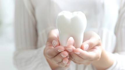 3D tooth model holding in hands