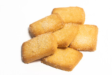 Group of danish butter cookies the finnish bread cookie isolated on white background clipping path