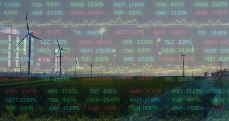 Image of data processing over wind turbines