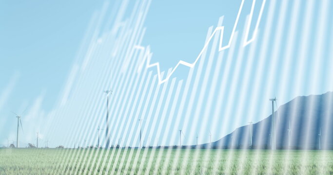 Image of data processing over wind turbines