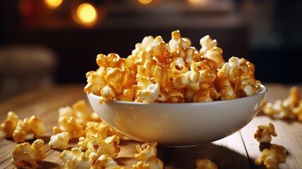 caramel popcorn in bowl hd background
