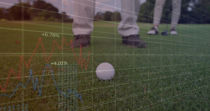 Image of data processing over male golf players