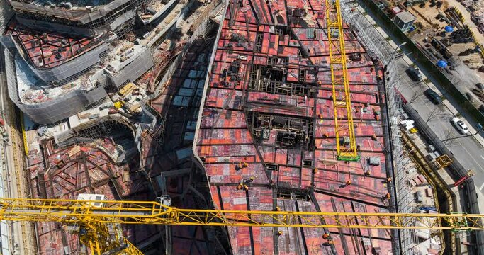 aerial time lapse of construction site in Chengdu China